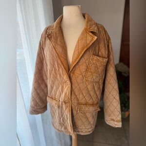 Anthropologie Young Fabulous & Broke Quilted Shacket |‎ Tan Jacket Women’s L